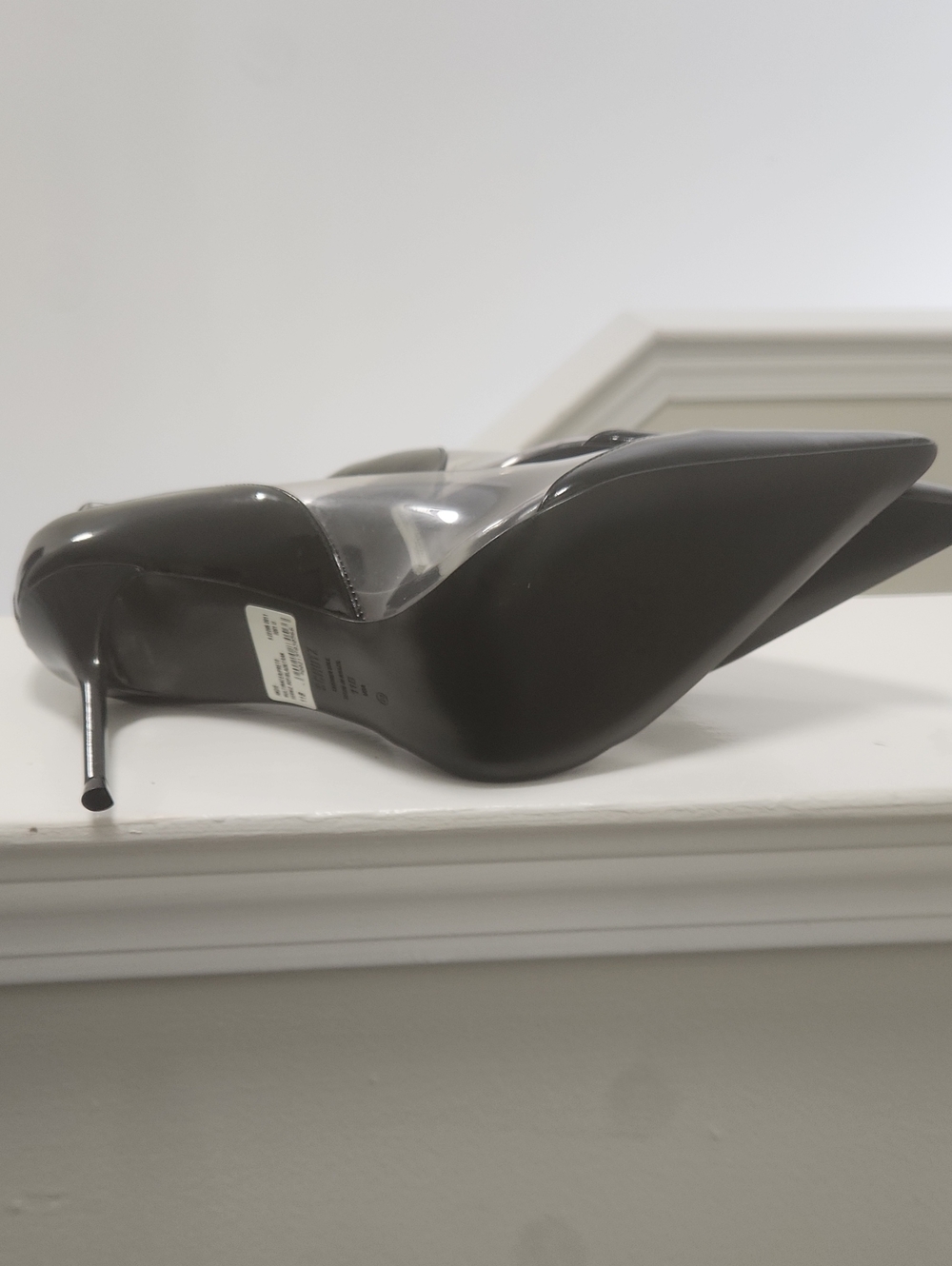 SCHUTZ Andie Black Patent Pointed-Toe Clear Panel Stiletto Heels Size 11/12 NWOT - Picture 9 of 10